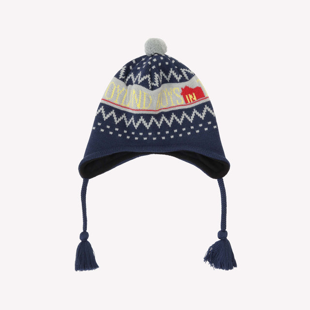 CITY LOGO KNIT FLEECE BEANIE - NAVY
