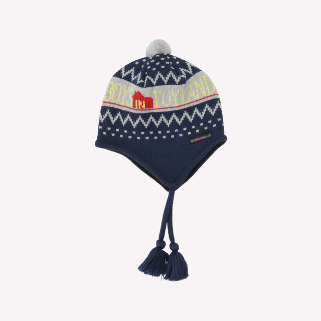 CITY LOGO KNIT FLEECE BEANIE - NAVY
