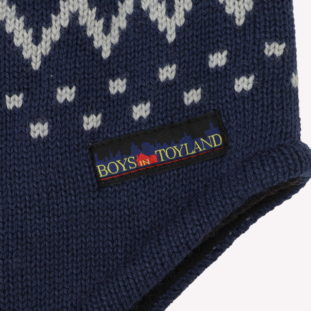 CITY LOGO KNIT FLEECE BEANIE - NAVY