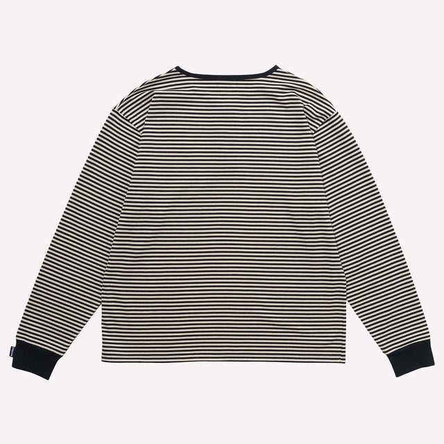 STRIPE HENLEY NECK LS TEE