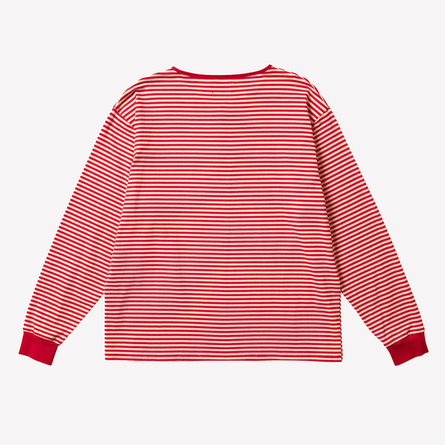 STRIPE HENLEY NECK LS TEE